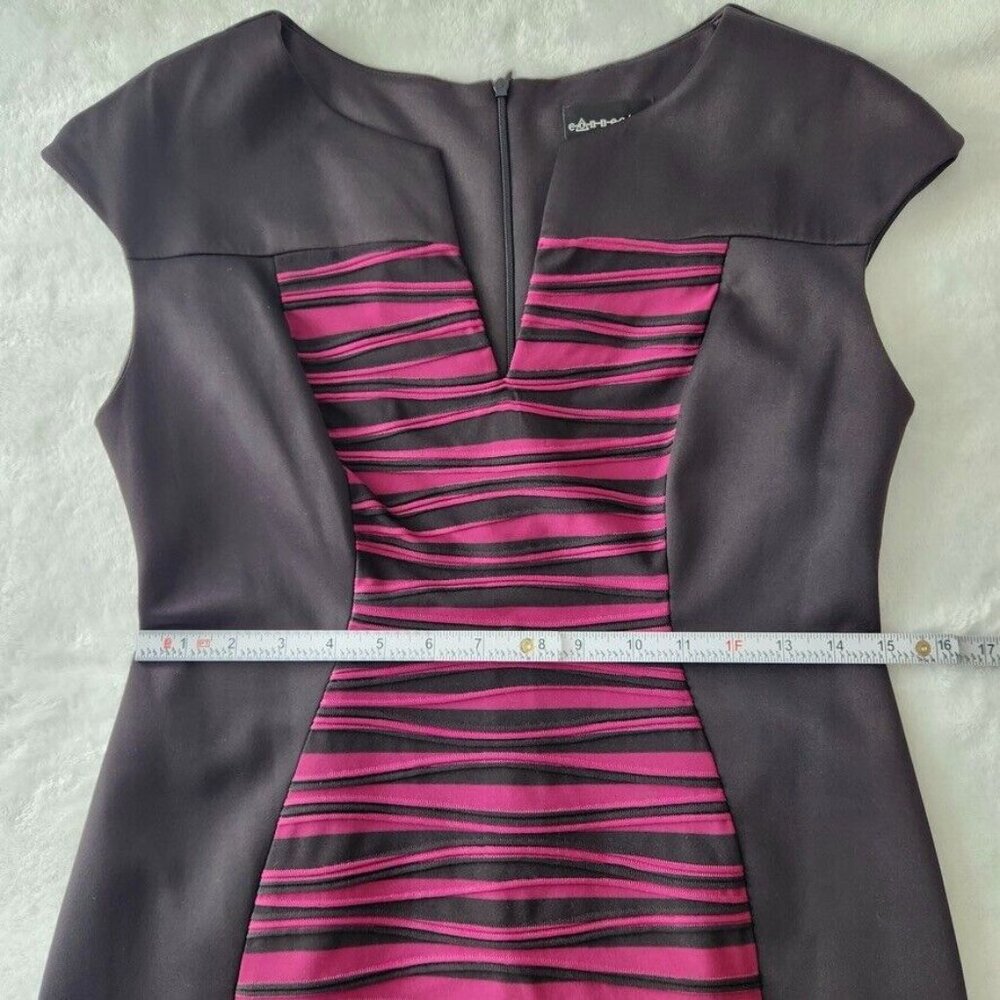 Y2K Office Siren Bodycon Dress 6P NWT Black Berry Purple Colorblock Work Ruched - Picture 12 of 13